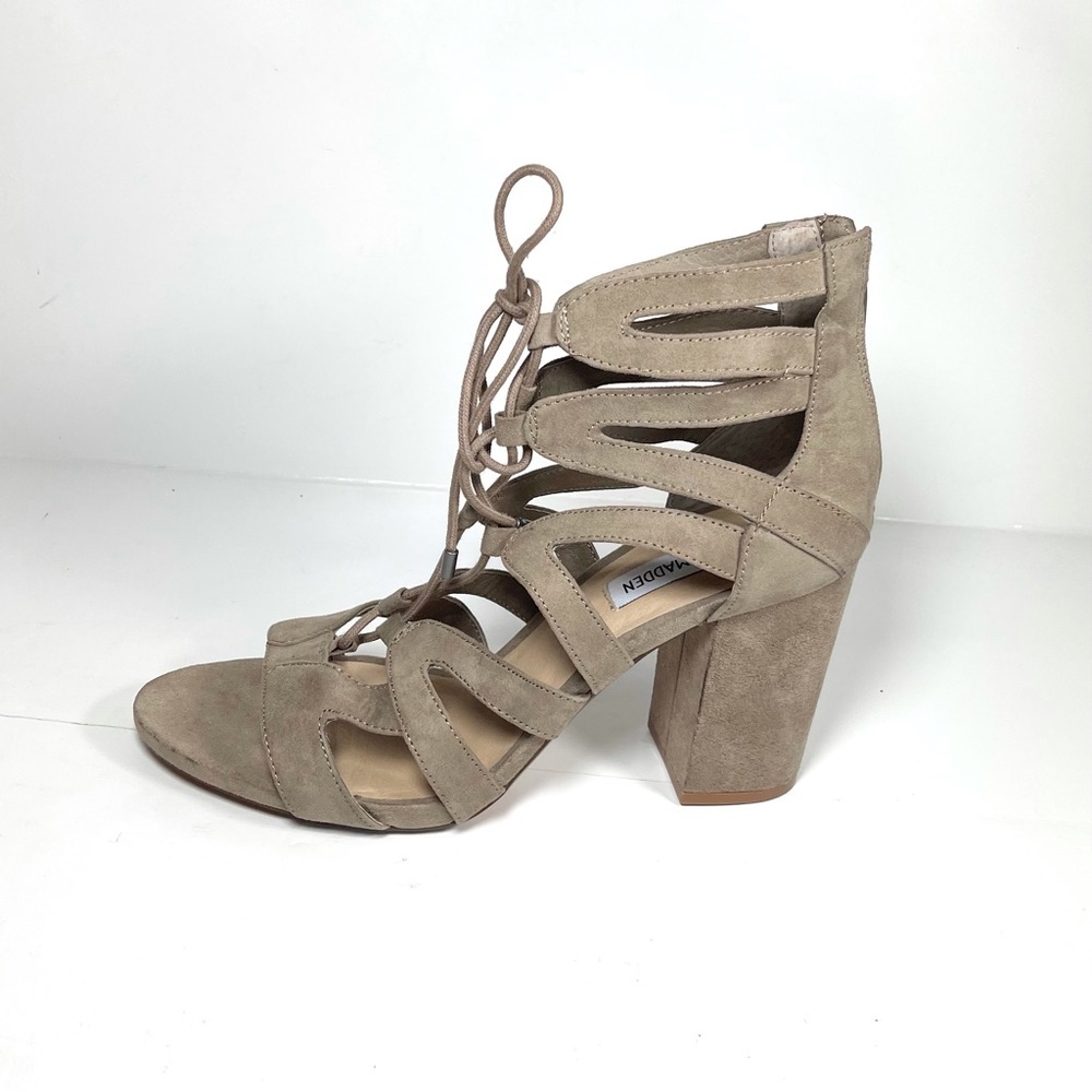 Steve Madden Women's Gal Lace Up Sandals Taupe Size 10‎